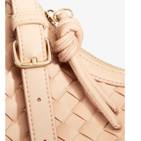 Macy's On 34th woven faux-leather shoulder hobo crossbody bag - Chai / Pink - Picture 12 of 13